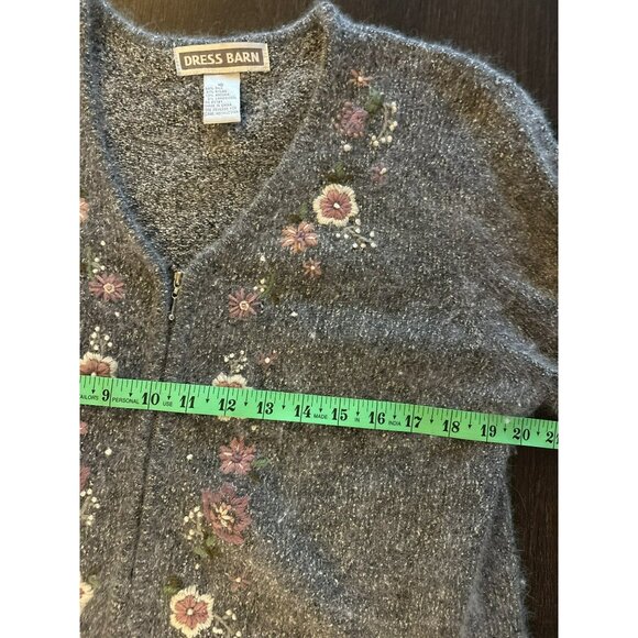 Dress Barn Silk/Nylon/Angora/Lambswool Blend Embroidered Zip-up Sweater Size S - Picture 6 of 7